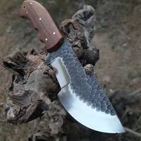 Pisau Tracker Baja Karbon Tinggi Berkualitas Tinggi Buatan Tangan dengan Gagang Kayu dan Sarung Kulit Halus Pisau Survival Bushcraft