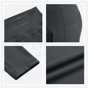 Leggings Deportivos NORTU APPROACH de Cintura Alta, Sin Costuras, Largos, Color Negro Sólido, Elásticos en Cuatro Direcciones, Ropa de Yoga para Mujer - Product Image 4