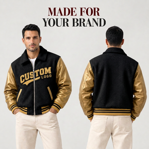 Chaqueta Varsity de Lana Bordada Personalizada con Mangas de Cuero, Diseño Chenille Letterman, Ropa Urbana Premium - Product Image 2
