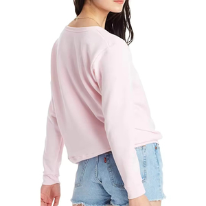 Sudadera de Mujer, Holgada, Negra, de Poliéster/Algodón, Cuello Redondo, Hombros Caídos, Manga Larga, Color Sólido, Tejido de Punto, Secado Rápido - Product Image 2