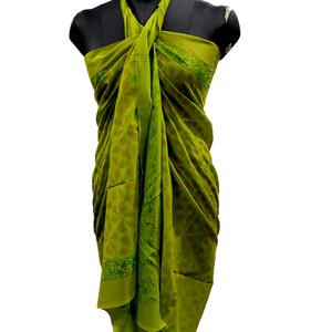 Premium quality handmade cotton sarong floral block print pareo <b>beach</b> <b>wrap</b> breathable resort wear swim cover up women - Product Image 1