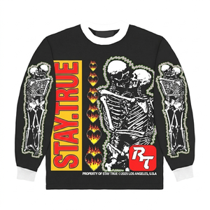 เสื้อยืดโอเวอร์ไซส์ แขนยาว ผ้าคอตตอนหนา ลายกราฟิกสตรีทแวร์ แฟชั่นทันสมัย 100% คอตตอน สำหรับผู้ชาย ทรงหลวม พิมพ์ลาย - Product Image 1