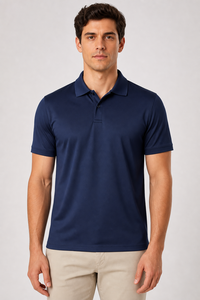 Polo en tricot blanc pour homme 100% polyester, léger, respirant, coupe classique - Product Image 4
