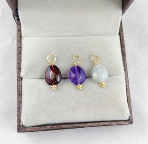 Pendentif en pierre naturelle lisse, collier et Bracelet en Vermeil doré - Product Image 4