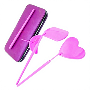 Custom 3 Different Shape Dark pink Eyelash Extension Mirror <b>Professional</b> Lash Inspection Mirror And Mirror And Magnetic <b>Case</b> - Product Image 2