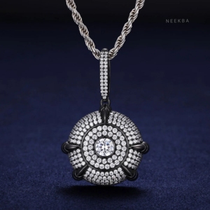 Colgante de medallón de cúpula de moissanita, Plata de ley 925, Joyería hecha a mano, Estilo Hip Hop - Product Image 1