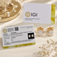 Pendientes de oro amarillo macizo de 14 quilates con diamante cultivado en laboratorio certificado por IGI, corte octogonal, para mujer, regalo para ocasiones especiales.