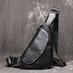 Bolso de Pecho de Cuero Genuino, Diseño Minimalista, Cierre de Cremallera, Duradero, para Uso Diario en Todas las Estaciones, para Hombres y Mujeres - Product Image 4