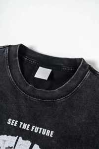 T-shirt Homme Oversize en Coton Lourd, Style Streetwear Personnalisé OEM, Épaules Tombantes, avec Applique Broderie et Patch, Coupe Courte - Product Image 4