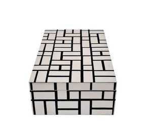 Caja de Joyería Rectangular Moderna de Alta Calidad con Incrustaciones de Hueso, Estuche de Accesorios de Lujo Hecho a Mano con Patrón Cuadrado, Organizador de Almacenamiento - Product Image 1