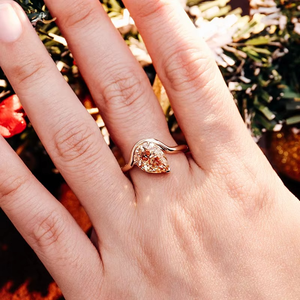 Luxury Fine Jewelry 925 <b>Silver</b> 10/14/18K <b>Solid</b> Yellow Gold Prong Setting Pear Cut Champagne Wedding Party Moissanite Ring for - Product Image 5