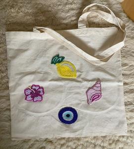 Bolsa de Mano de Algodón con Cuentas de Ojo Turco y Motivos Mixtos, Hecha en India, Bolsa de Compras Reutilizable de Lona, Bolso de Viaje de Alta Gama, Lujoso - Product Image 1