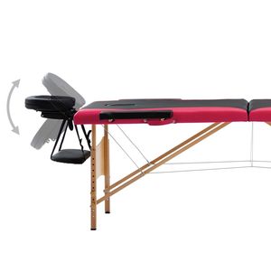 Table de massage pliable en bois noir et rose à 2 zones, qualité supérieure, pour les thérapeutes - Product Image 3