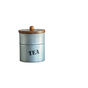 Galvanized Metal Kitchen <b>Canister</b> With Airtight Wood Lid Vintage Farmhouse Food Storage Jar For <b>Tea</b> Coffee Sugar Iron Organizer - Product Image 1