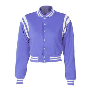 เสื้อแจ็คเก็ตวาร์ซิตี้แบบครอปสำหรับผู้หญิง ปักโลโก้ คุณภาพสูง ทำจากผ้าขนสัตว์ - Product Image 4