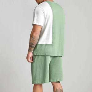 Custom Men's Vintage Eco-Friendly Oversized <b>Tracksuit</b> 2-Piece Summer Sweatsuit T-Shirts Short Set Blank - Product Image 2