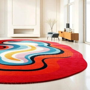 Alfombra Decorativa de Lujo, Hecha a Mano, de Lana, con Diseño Abstracto Ondulado, para Interiores y Exteriores, Decoración del Hogar, Alfombra Moderna con Patrón Abstracto - Product Image 2