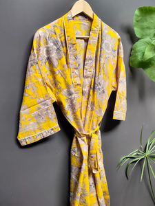 Bata Kimono de Algodón Suave con Estampado de Dibujos Animados para Mujer, Camisón de Verano Hecho a Mano ODM con Cuello en V y Cintura Elástica de Longitud Completa - Product Image 4