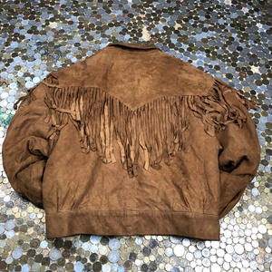 Wholesale Price Women's Fringes Suede Leather Jacket Plain Pattern And <b>Button</b> Front Closure Women Suede Fringes Leather Jackets - Product Image 3