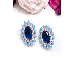Hermosos Pendientes de Botón de Latón Plateado con Circonita Cúbica de Primera Calidad para Mujeres y Niñas, Colección de Moda para Bodas - Product Image 2