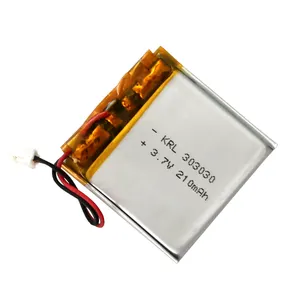 Baterai polimer Lipo isi ulang, peralatan listrik mainan sel Lipo tahan suhu tinggi 3.7V 303030 210mah