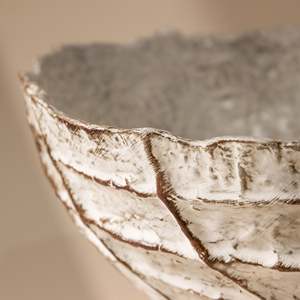 <b>Handmade</b> Ceramic Decorative Bowl Rustic Textured Cream White <b>Pottery</b> Serving Bowl for Modern Farmhouse Home Décor - Product Image 4