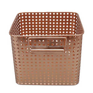 Paniers en métal de gravure or Paniers de rangement en métal ajouré Paniers de conception découpés Paniers de placage de cuivre Cuisine et table - Product Image 3