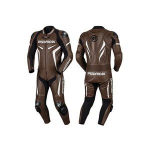 Combinaison de course moto Speedfreak en cuir marron, manches longues, imperméable, pour homme adulte, toutes saisons - Product Image 3