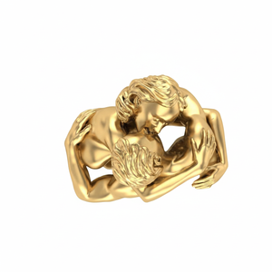 Anillo de Pareja Besándose de Plata de Ley 925, Estilo Gótico, Romántico Oscuro, Joyería Feminista, Anillo Ajustable para Amantes, Precio de Fábrica, Venta al Por Mayor - Product Image 1