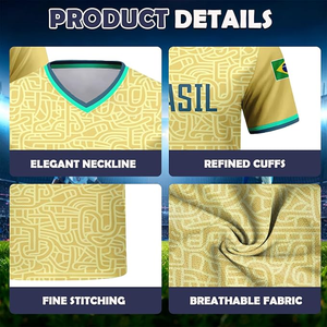 เสื้อฟุตบอลทีมชาติบราซิลแบบคอวี แขนสั้น ระบายอากาศได้ดี ผลิตจากโพลีเอสเตอร์ สำหรับผู้ใหญ่ - Product Image 2