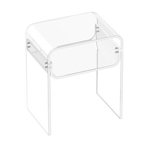 Tavolino Moderno Rettangolare in Acrilico con 2 Ripiani, Comodino Trasparente e Scrivania per Camera da Letto - Product Image 6