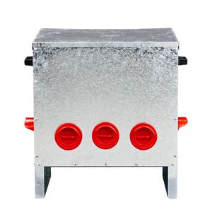 Mangiatoia Automatica per Pollame in Metallo di Grande Capacità, 5 Porte, Resistente a Polli e Roditori, con Coperchio Zincato, Nuova Condizione per Uso Agricolo - Product Image 1