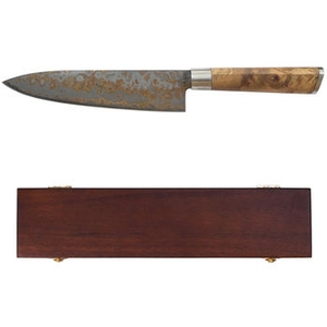 Premium Handmade Copper Damascus Pattern Drop Point Outdoor Chef <b>Kitchen</b> Knife Stabilized Wood Handle <b>Camping</b> Travel Cooking - Product Image 3