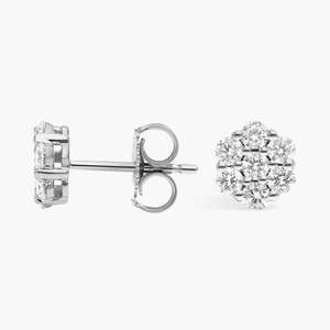 Boucles d'oreilles clous en or massif 14 carats plaqué rhodium, diamants de laboratoire certifiés IGI, style fleur, 1,00 carat total, pour mariage et soirée de luxe - Product Image 2