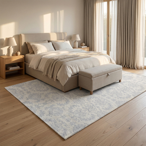 Alfombra DECORDEC Silver Dynasty Grey, Tejida a Mano, Antideslizante, Ecológica, de Lana Gruesa, Moderna, con Medallón Ornamental, Pelo Mediano, para Sala de Estar - Product Image 4