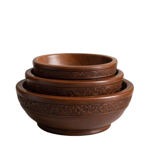 Grand saladier rond en bois d'acacia naturel réutilisable pour les fêtes - Vente en gros - Product Image 3