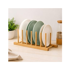 Support à assiettes en bois – Meilleur prix, vente flash – Égouttoir à vaisselle robuste en bois naturel, support pour assiettes et couvercles de casseroles - Product Image 2