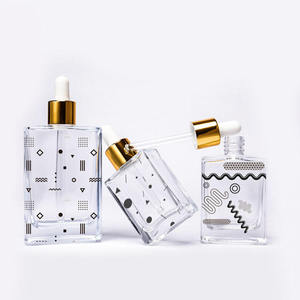 30ml 50ml 100ml Square Transparent Leakproof Travel Glass Tincture <b>Dropper</b> <b>Bottle</b> Screen Printing for Liquids Essential Oils - Product Image 2