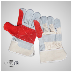 Gants de travail en cuir de vachette pleine fleur, double paume, robustes, durables, flexibles, antidérapants, résistants à la chaleur, avec manchette de sécurité en caoutchouc. - Product Image 2