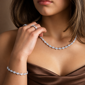 Bracelet tennis en diamant CZ rond brillant de 5 mm, serti à quatre griffes ouvertes, 6, 7, 8, 9 pouces, or, argent, platine, bijoux de mariée - Product Image 1