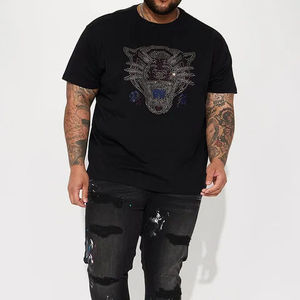 T-shirt homme en coton 100% personnalisé, facile à laver, avec strass, coupe ample, manches courtes. - Product Image 4