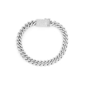 Men's 925 Silver Diamond Cuban Chain Moissanite Bracelet <b>Micro</b> Pave Round Brilliant Cut Hiphop Style Everyday Wear luxury gifts - Product Image 1