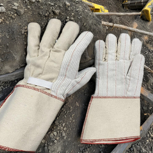 Pak Grip 28oz có dây nhiệm vụ nặng nề nhà máy Nóng Đôi cọ bông găng tay trắng tự nhiên làm việc găng tay Gauntlet dán Cuff công nghiệp <span class=keywords><strong>PPE</strong></span> - Product Image 4