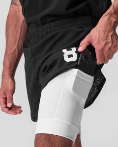 Men's 2 in 1 Custom Training <b>Shorts</b> Double Layer Gym Workout <b>Running</b> Sports <b>Shorts</b> <b>With</b> Inner Compression <b>Liner</b> And Side Pockets - Product Image 5