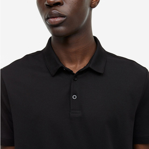 Polo noir personnalisé de haute qualité avec logo/Polo en coton épais brodé/Polo de sport pour homme et femme, vente en gros - Product Image 3
