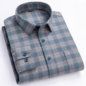 Chemise à carreaux classique pour homme, 100 % coton, coupe classique, boutonnée, respirante, style business décontracté, manches longues. - Product Image 5