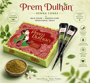 Cônes de henné naturel Dulhan pour la peinture corporelle et le Mehndi nuptial - Motifs de tatouage temporaire à base de plantes - Product Image 3