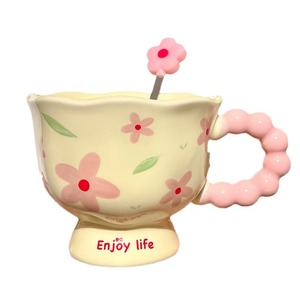 Taza de café de cerámica de la más alta calidad con un asa rosa adorable, perfecta para el hogar, la oficina y entornos de cafetería. - Product Image 6