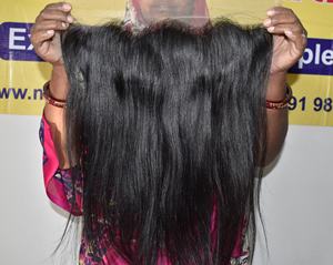 Extensions de cheveux humains indiens Remy naturels bruts non traités, ondulés, avec frontal 13*4, double trame machine, vente en gros - Product Image 6