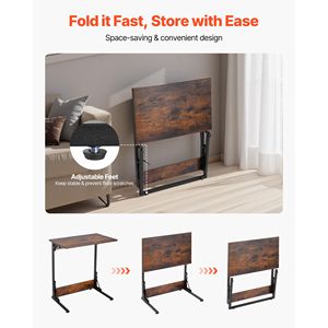 Tavolino Pieghevole a C con Struttura in Metallo Regolabile per Soggiorno e Camera da Letto - Product Image 3